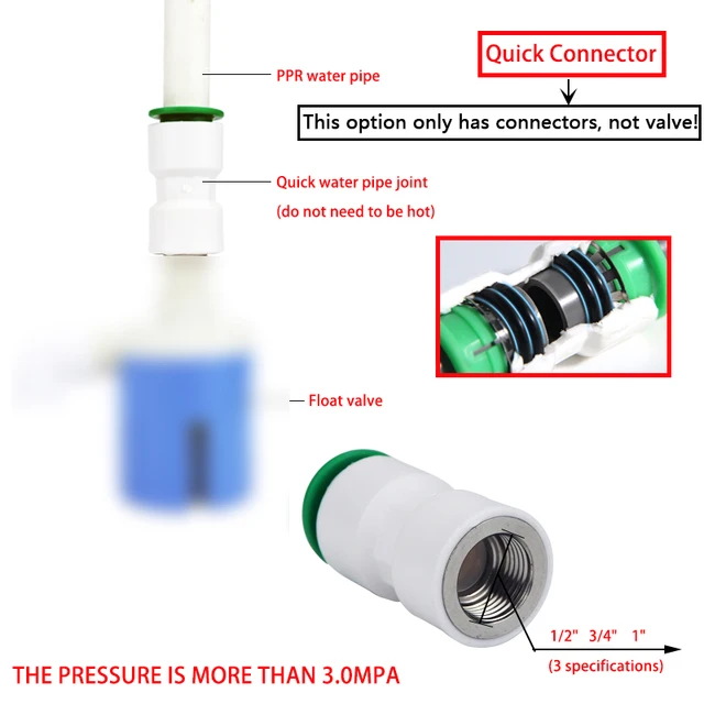 1/2'' 3/4'' 1'' Practical Water Level Control Durable Replacement Full Automatic Float Valve Anti Corrosion Nylon ball balve 4