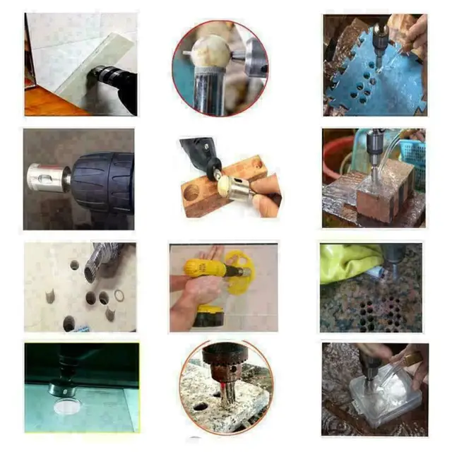 10/15pcs Set Tile drill bit Set Diamond Coated  Tile Marble Glass Ceramic Hole Saw Drilling Bits Power Tools Accessories 2