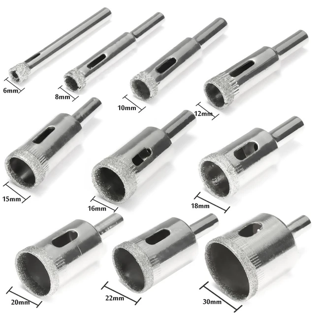 10/15pcs Set Tile drill bit Set Diamond Coated  Tile Marble Glass Ceramic Hole Saw Drilling Bits Power Tools Accessories 4