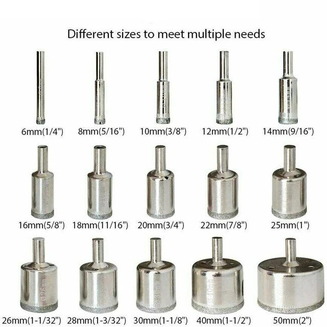 10/15pcs Set Tile drill bit Set Diamond Coated  Tile Marble Glass Ceramic Hole Saw Drilling Bits Power Tools Accessories 5