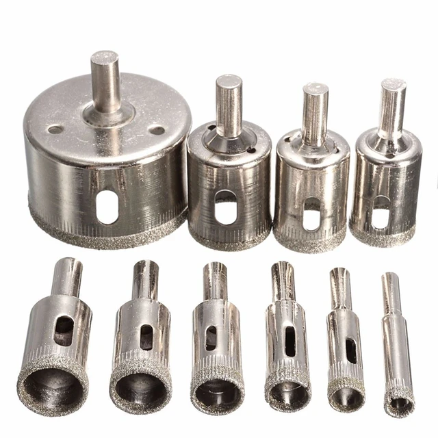 10/15pcs Set Tile drill bit Set Diamond Coated  Tile Marble Glass Ceramic Hole Saw Drilling Bits Power Tools Accessories 6