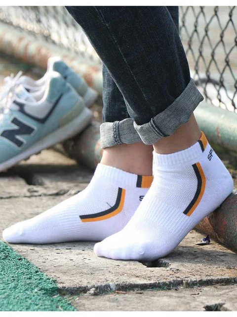 10 Pair High Quality Men Ankle Socks Breathable Cotton Sports Socks Mesh Casual Athletic Summer Thin Cut Short Sokken Size 38-48 2