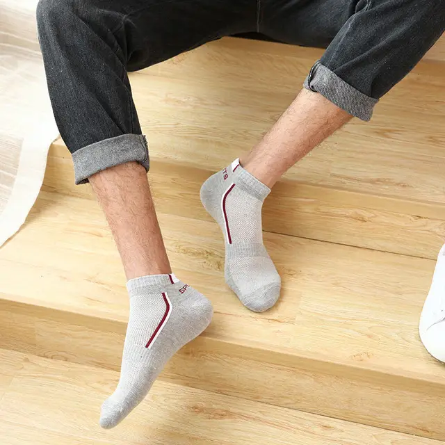 10 Pair High Quality Men Ankle Socks Breathable Cotton Sports Socks Mesh Casual Athletic Summer Thin Cut Short Sokken Size 38-48 4