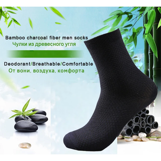 10 Pairs/Lot Men's Bamboo Fiber Socks 2023 New Compression Autumn Long Black Business Casual Man Dress Sock Gift Plus Size 42-45 2