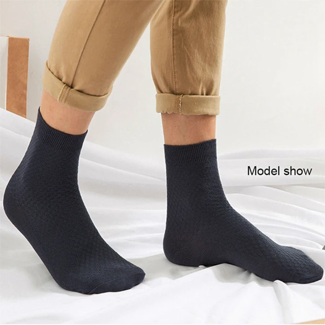 10 Pairs/Lot Men's Bamboo Fiber Socks 2023 New Compression Autumn Long Black Business Casual Man Dress Sock Gift Plus Size 42-45 6