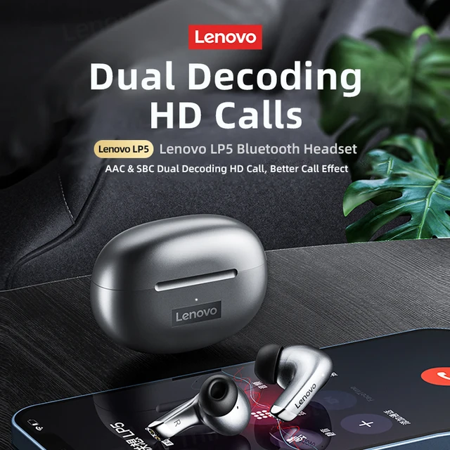 100% Original Lenovo LP5  Wireless Bluetooth Earbuds HiFi Music Earphone With Mic Headphones Sports Waterproof Headset 2021New 2