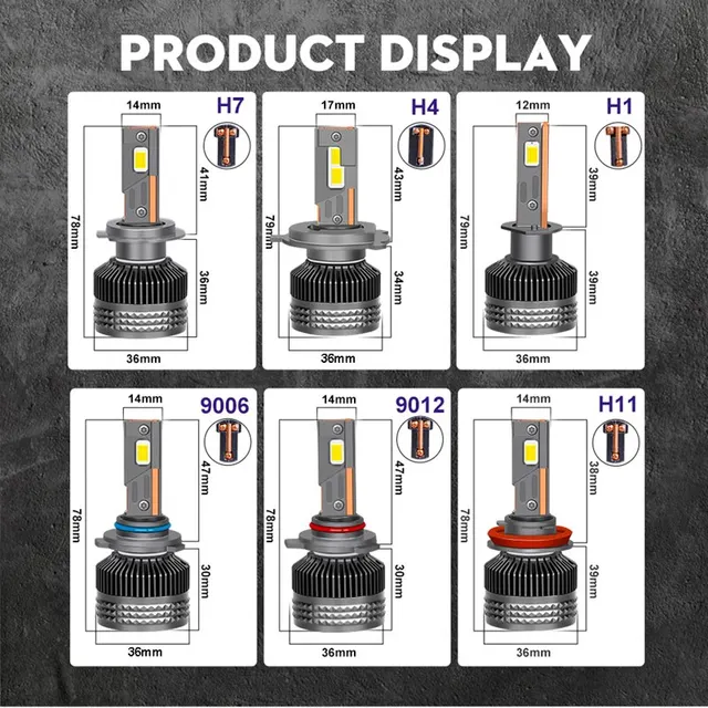 100000LM H7 LED Canbus Car Headlight Super HB4 H11 H4 H1 9012 HB3 9005 9006 H8 Lights Plug-N-Play Bulbs 160W 6000K Auto Lamp 6