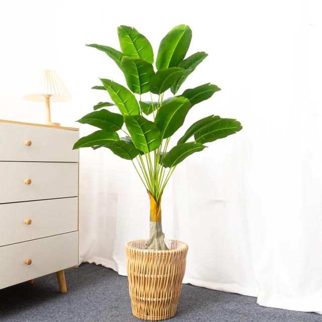 100cm 24Heads Artificial Banana Tree Large Tropical Plants Fake Palm Leafs Plastic Monstera Leaves Musa Tree for Autumn Decor 3