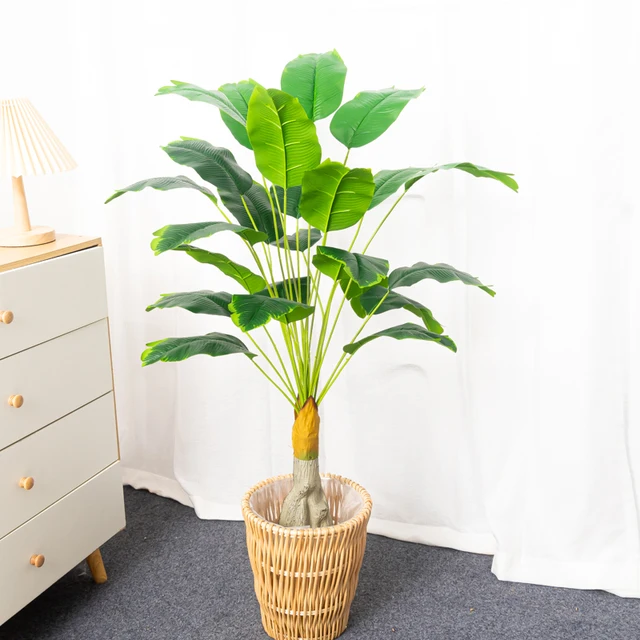 100cm 24Heads Artificial Banana Tree Large Tropical Plants Fake Palm Leafs Plastic Monstera Leaves Musa Tree for Autumn Decor 4