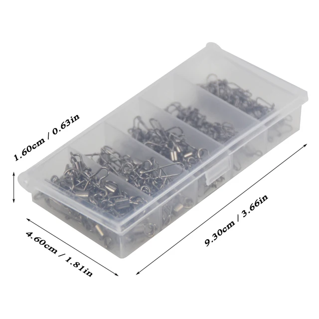 100pc/box Stainless Steel Fishing Connector Pin 4# 6# 8#10#12#  Bearing Rolling Swivel with Snap Fishhook Lure Accessories PJ202 2