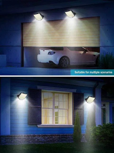 106LED Solar Light Outdoor Waterproof with Motion Sensor Floodlight Remote Control 3 Modes for Patio Garage Backyard 6