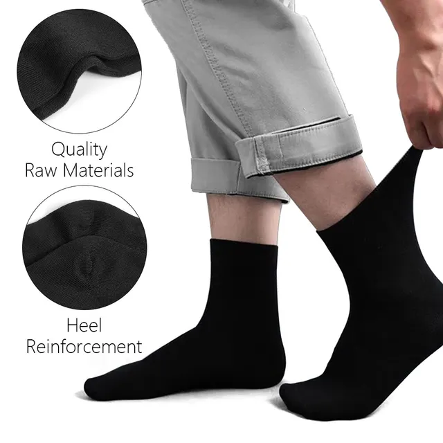 10pairs Mens Socks Polyester Cotton Middle Tube Socks Summer Thin Solid Color Breathable Business Mens Socks Men 4