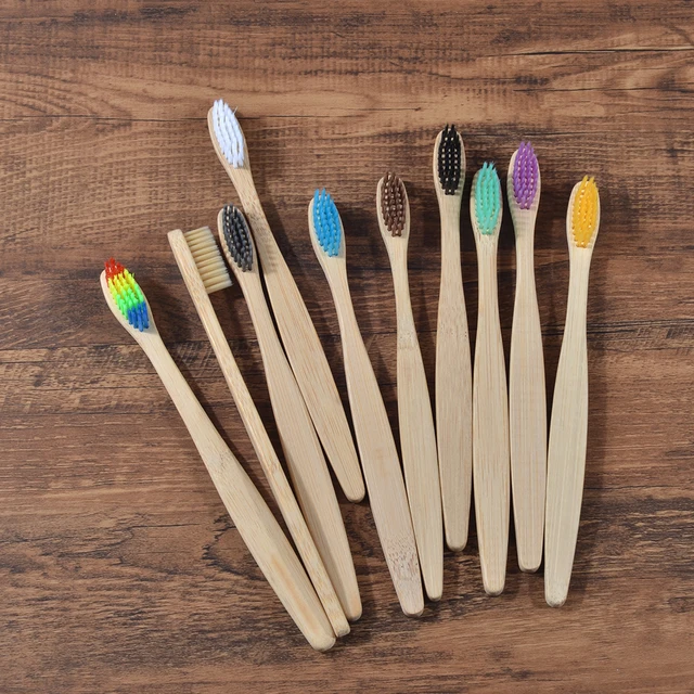 10PCS Colorful Toothbrush Natural Bamboo Tooth Brush Set Soft Bristle Charcoal Teeth Eco Bamboo Toothbrushes Dental Oral Care 2