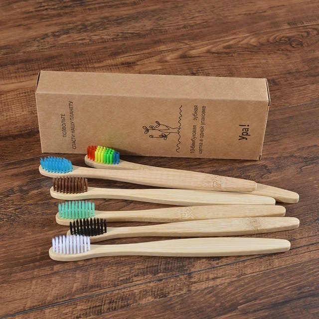 10PCS Colorful Toothbrush Natural Bamboo Tooth Brush Set Soft Bristle Charcoal Teeth Eco Bamboo Toothbrushes Dental Oral Care 4