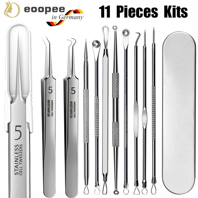 11PCS Ingrown Hair Tweezers Acne Blackhead Removal Needles Black Dots Cleaner Pore Cleaner Deep Cleansing Face Skin Care Tools 1