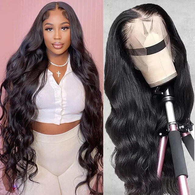 13x6 HD Transparent Body Wave Lace Front Human Hair Wigs For Black Women 360 Lace Frontal Wig 30 Inch 4x4 Closure Wig Deep Part 1