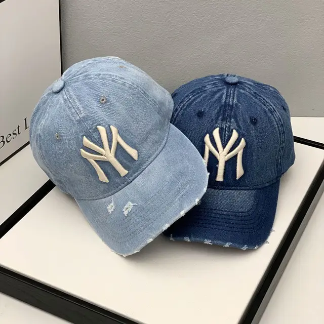 2023 New Luxury Brand MY Embroidered Washed Denim Baseball Cap for Men High Quality Black Vintage Y2k Dad Hats Gorras Hombre 1