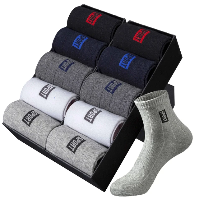 20Pcs=10Pairs High Quality Men Socks Cotton Breathable Sweat-Absorbent Middle Tuble Black Socks Deodorant Business Men Gift Sock 1