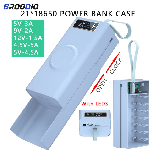 21PCS 18650 Power Bank Case Wireless Fast Charge PD3.0 QC4.0 For Phone Charging No Soldering Push-pull DIY Battery Storage Boxes 1