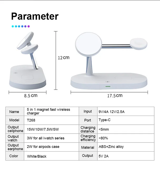 3 in 1 macsafe Wireless Charger For iPhone 15 14 13 12 Pro Max for Apple Watch 9 8 7 6 5  Airpods Pro 2 3 Fast Charging Station 6