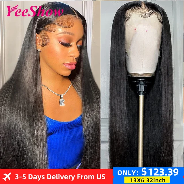 32 Inch Straight Lace Front Wig 13x4 Human Hair Wigs For Women Peruvian Human Hair Remy Transparent HD 13x6 Lace Frontal Wigs 1