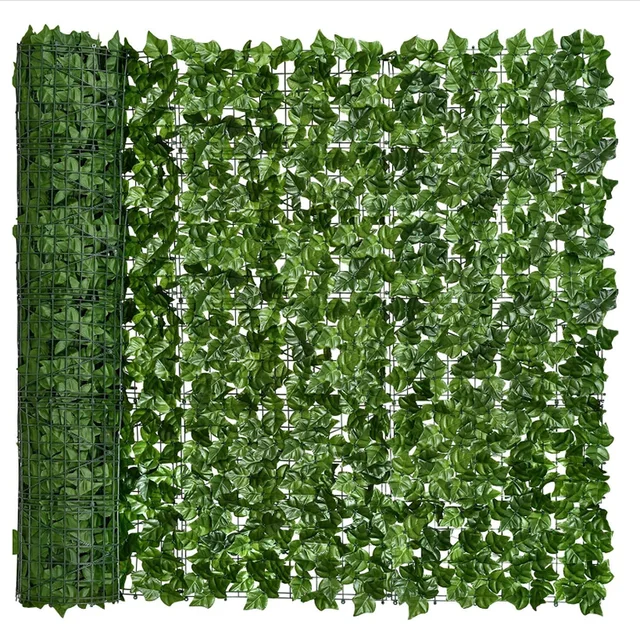 50X200cm Artificial Ivy Hedge Green Leaf Fence Panels Faux Privacy Fence Screen for Home Outdoor Garden Balcony Decoration 1X3m 1