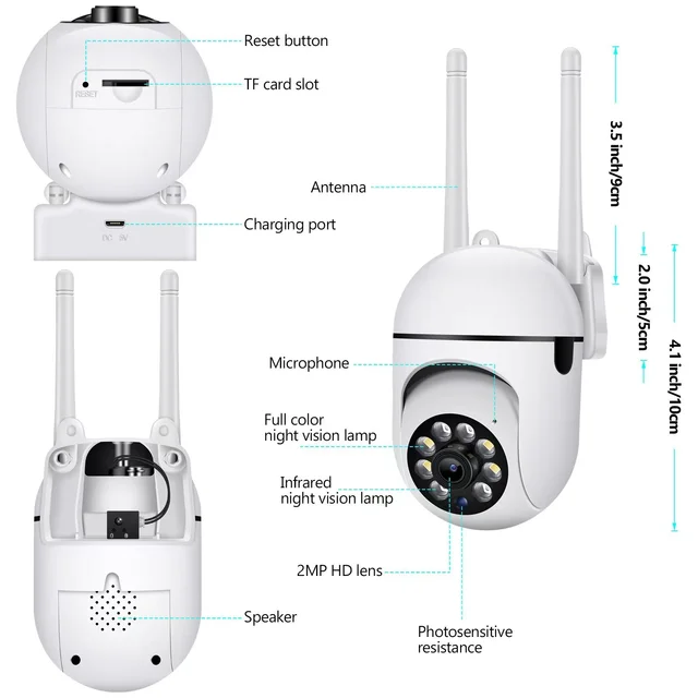 5G WiFi Surveillance Cameras 5MP IP Camera  HD 1080P IR Full Color Night Vision Security Protection Motion CCTV Outdoor Camera 6