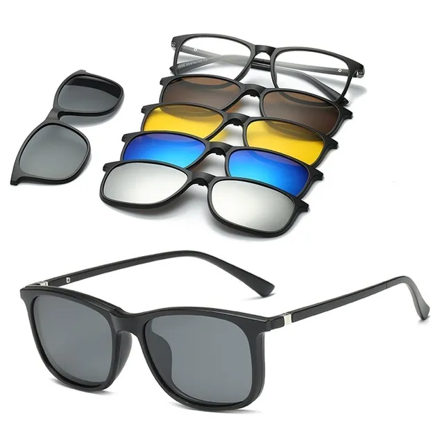 6 In 1 Custom Men Women Polarized Optical Magnetic Sunglasses Clip Magnet Clip on Sunglasses Polaroid Clip on Sun Glasses Frame 1