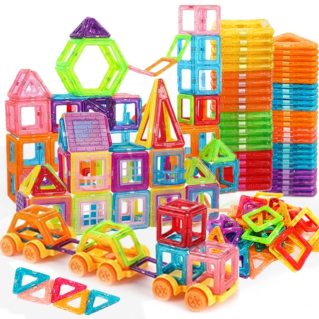 64-184Pcs Kids Magnetic Building Blocks Mini Size Magnet Toys for Boys Construction Set STEM Toy for Children Girls 1