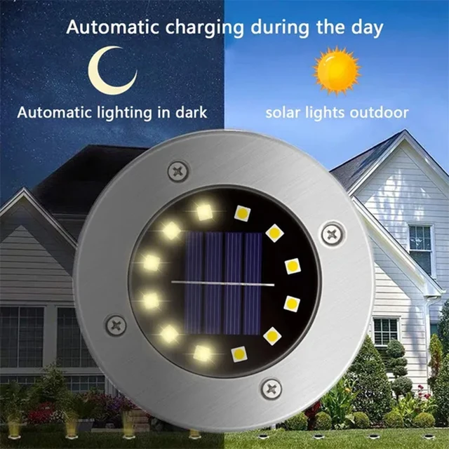 8/20LED Solar Power Disk Light Outdoor Garden Solar Underground Light Deck Light Spotlight Buried Solar Led Lamp Garden Decor 2