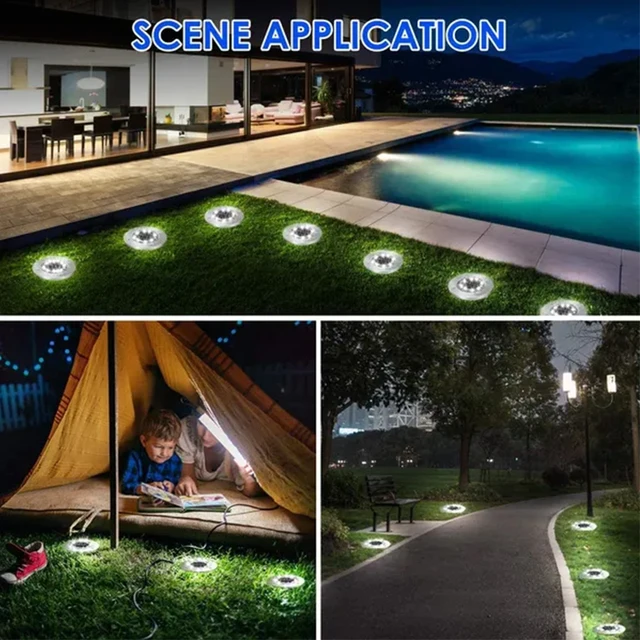 8/20LED Solar Power Disk Light Outdoor Garden Solar Underground Light Deck Light Spotlight Buried Solar Led Lamp Garden Decor 4