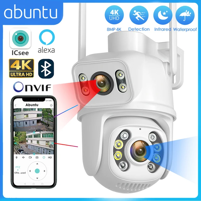 8MP 4K WIFI IP Camera Dual Lens PTZ Surveillance Camera Outdoor Waterproof  Security Portection IR Color Night Vision Smart Home 1