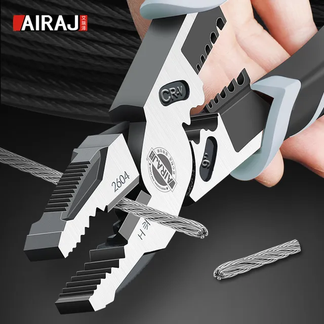 AIRAJ 9 inch Multifunction Pliers Combination Pliers Stripper Crimper Cutter Heavy Duty Wire Pliers Diagonal Pliers Hand Tools 1