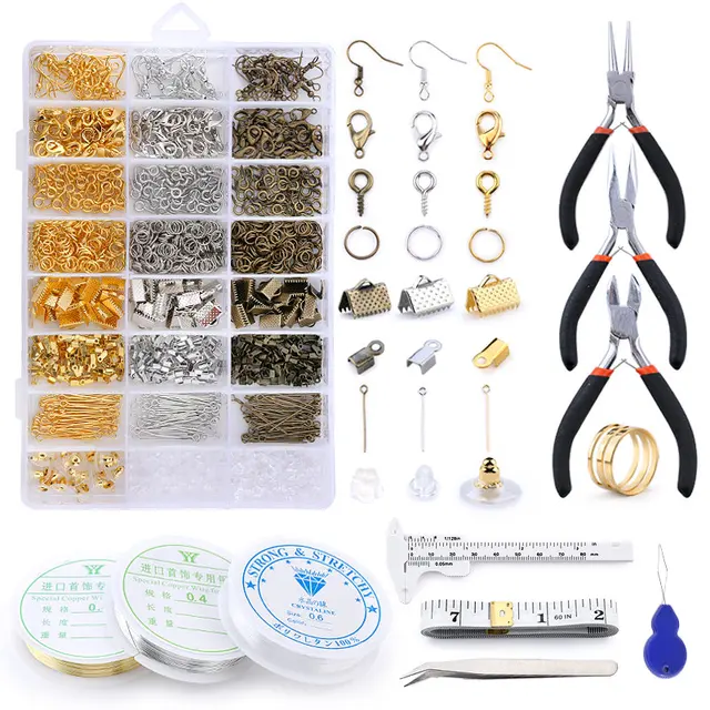 Alloy Accessories Jewelry Findings Set Jewelry Making Tools Copper Wire Open Jump Rings Earring Hook Jewelry Making Supplies Kit 1