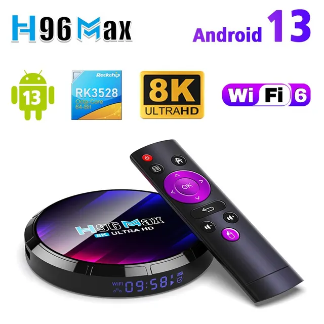 Android TV Box H96MAX RK3528 4GB RAM 64GB ROM Android Box Support 2.4G/5.8G WiFi6 BT5.0 4K Video Set Top TV Box 1