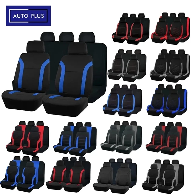 AUTO PLUS Sports Universal Polyester Car Seat Cover Set Fit Most Car Plain Fabric Bicolor Stylish Car Accessories Seat Protector 1