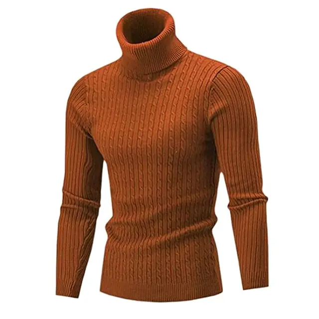 Autumn Winter Men's Turtleneck Sweater Men's Knitting Pullovers Rollneck Knitted Sweater Warm Men Jumper Slim Fit Casual Sweater 1