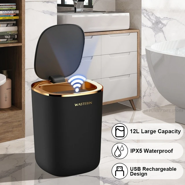 Bathroom Smart Sensor Trash Can 12L Luxury Garbage Bucket automatic Trash Bin For kitchen Toilet Wastebasket Smart Home 1