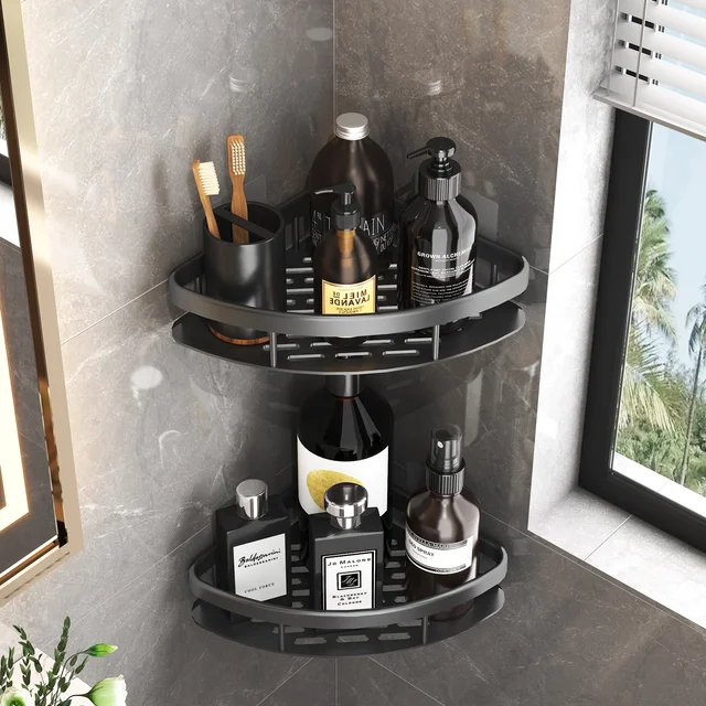 Bathroom Storage Rack No Drill Shelves Wall Mount Corner Shelf Shower Holder For WC Shampoo Organizer Bathroom Accessories 1