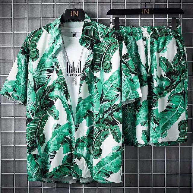 Beach Clothes For Men 2 Piece Set Quick Dry Hawaiian Shirt and Shorts Set Men Fashion Clothing Printing Casual Outfits Summer 1