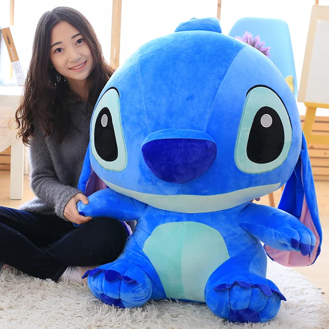 Big Size Disney Stitch Plush Toys Kawaii Soft Blue Pink Elf Disney Stitch Stuffed Doll Cartoon Anime Movie Christmas Gift 1