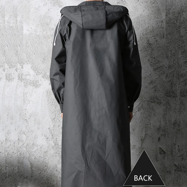 Black Fashion Adult Waterproof Long Raincoat Women Men Rain Coat Hooded For Outdoor Hiking Travel Fishing Climbing Thickened 4