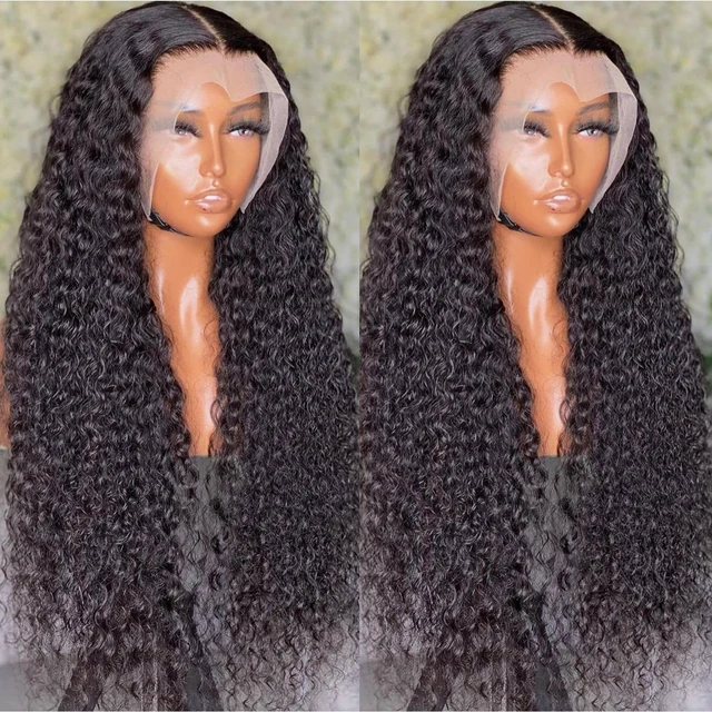 Brazilian 13x4 Transparent Jerry Curly Lace Front Human Hair Wig Water Wave Lace Frontal Wigs Pre Plucked Deep Wave Frontal Wig 1