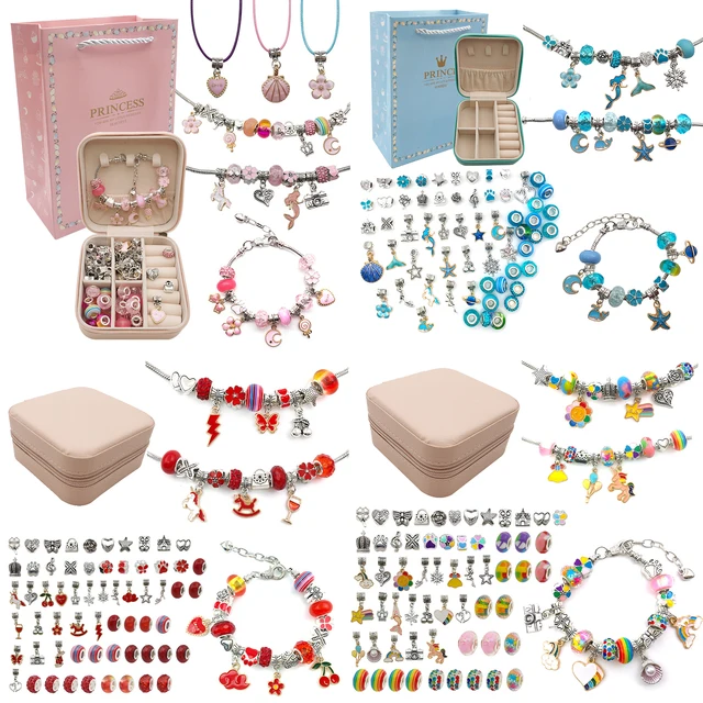 Charm Bracelet Making Kit for Girls,Gift Box 66 Pcs of Jewelry Making Kit for 6-12 Girls Birthday Christmas Gift 1