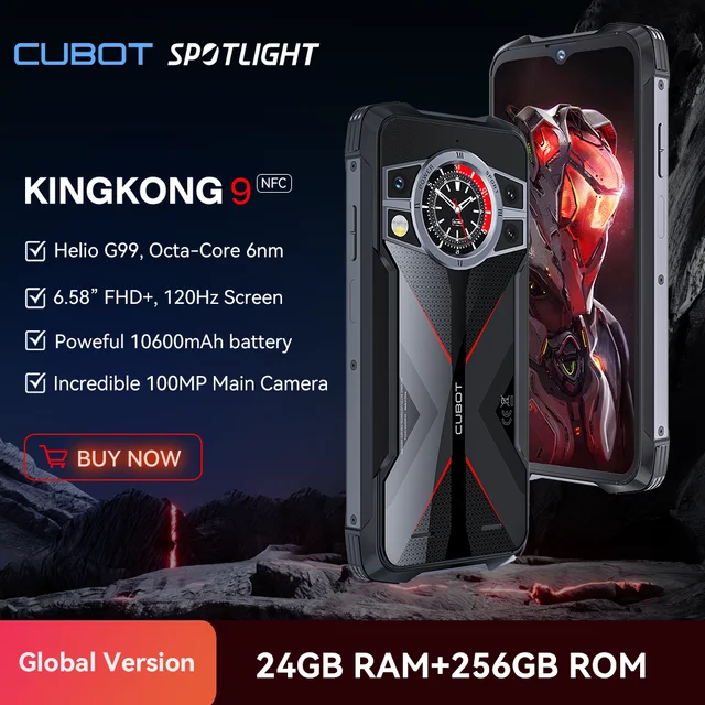 Cubot KingKong 9, Helio G99, 120Hz 6.583-Inch Screen, Rugged Smartphone, 24GB RAM(12+12GB Extended), 256GB ROM, 100MP Camera,NFC 1