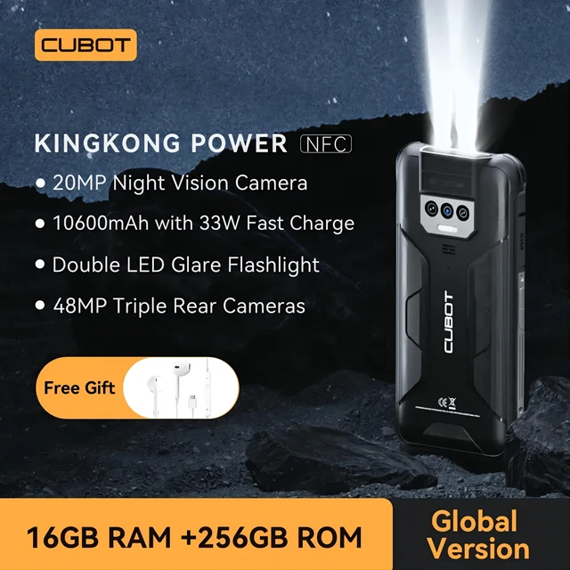 Cubot KingKong Power, Waterproof Rugged Smartphone Android 13, 8GB+256GB, 10600mAh, 33W Fast Charge, NFC, 6.5" FHD+,Global Phone 1