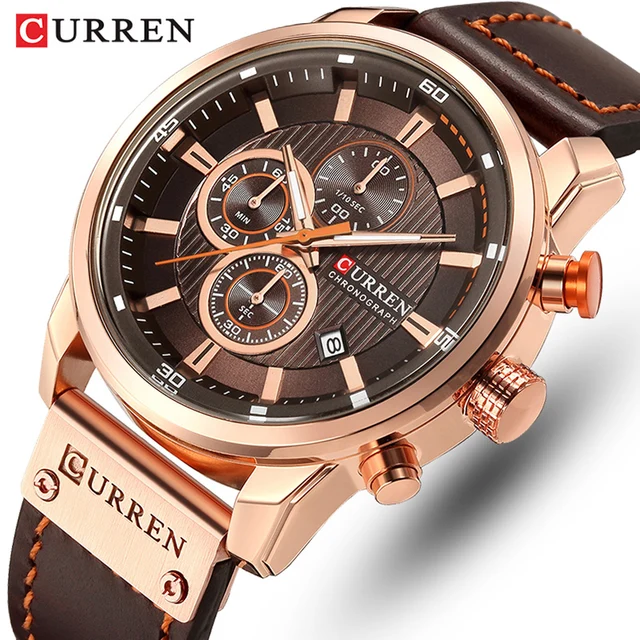 CURREN Brand Watch Men Leather Sports Watches Men's Army Military Quartz Wristwatch Chronograph Male Clock Relogio Masculino 1