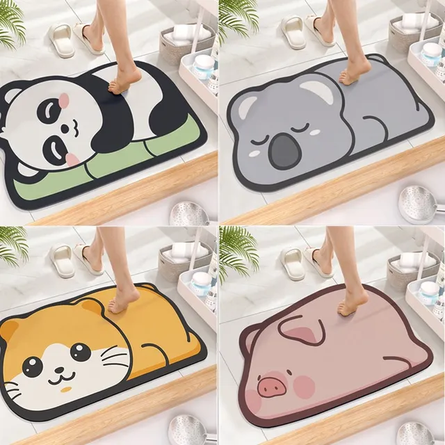 Cute Diatom Super Absorbent Bathroom Mat CartoonNon-Slip Mud Toilet Pad Quick-Drying Bath Mat Floor Mat 1