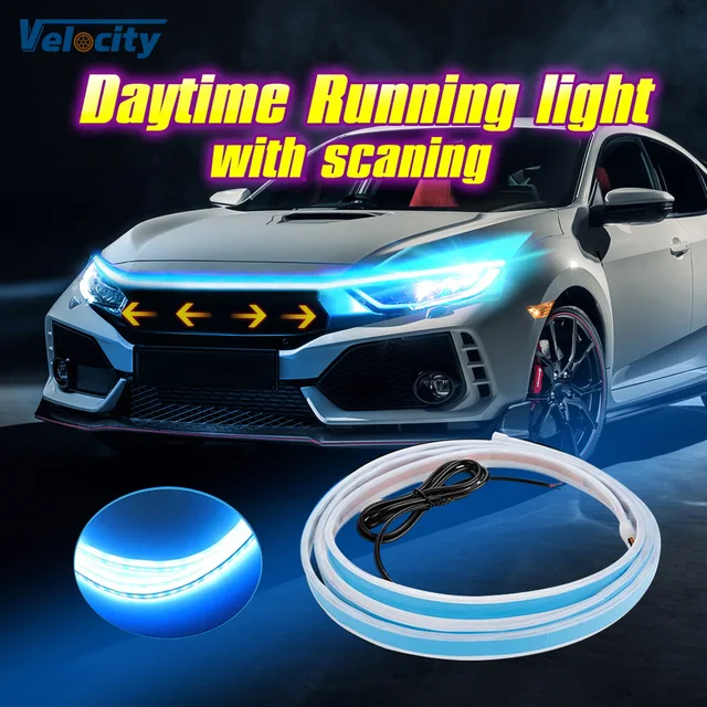 DIY Car Hood Light Strip Daytime Running Strip Scan Lighting IP68 Flexible Decorative Ambient Neon Lamp Atmosphere Backlight 12V 1