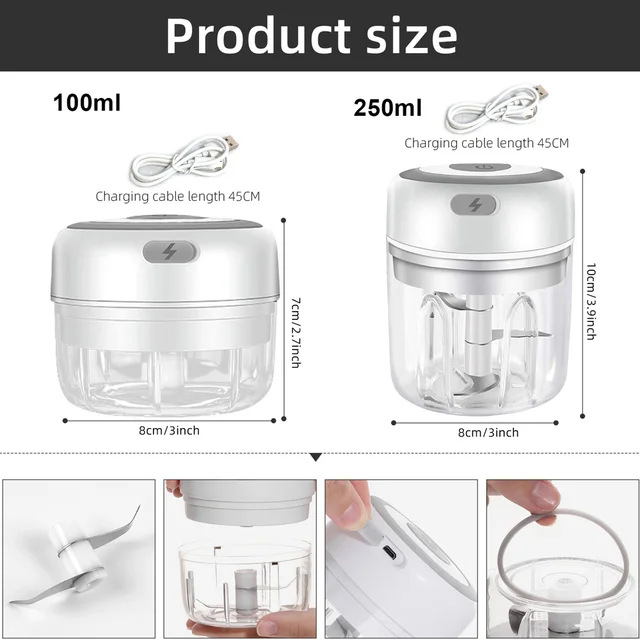 Electric Kitchen Food Chopper Mini Garlic Masher crusher USB Portable Meat Grinder Vegetable Chopper for Kitchen Gadgets 3